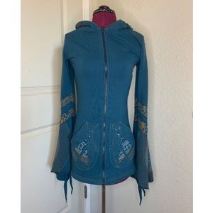 Bell Sleeved Sacred Geometry Zip-Up Hoodie